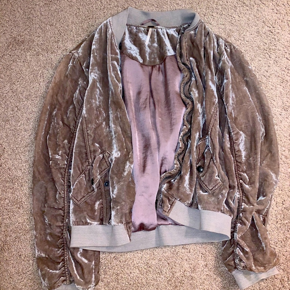 Pink/ Beige velvet free people jacket